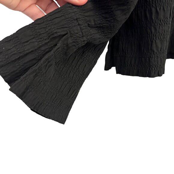 Hanna Andersson Women's Black Gauzy Pearl Button Up Blouse Size 14 - Picture 4 of 8